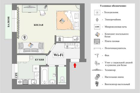1-комнатная квартира в Калининграде, улица Горького, 30