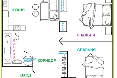 2-комнатная квартира в Санкт-Петербурге, Костромской пр-кт, 37, подъезд 2, м. Удельная